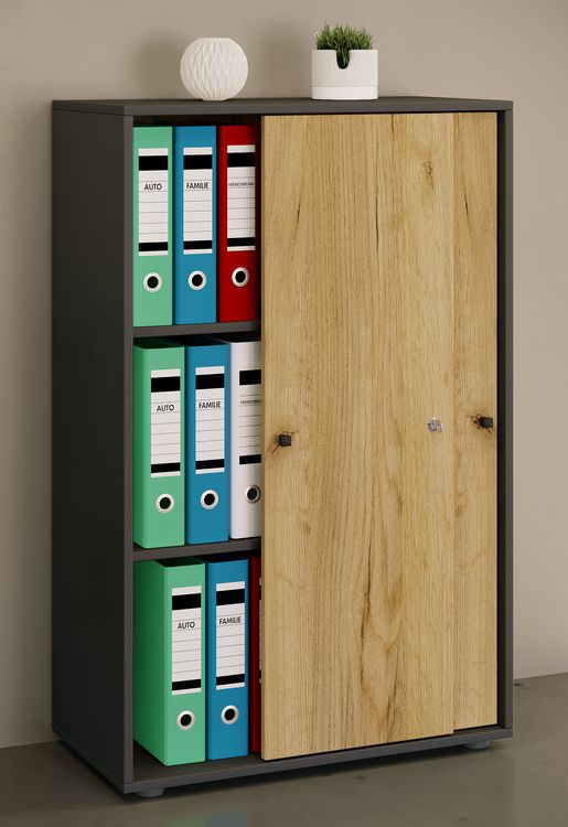 Produktbild: B&uuml;roschrank Aktenschrank Schiebet&uuml;ren Lona 3fach