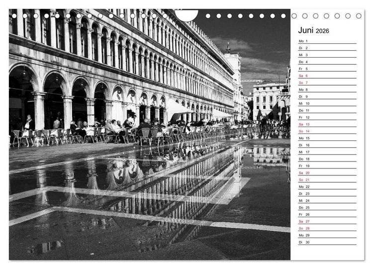 Produktbild: Venedig schwarz-wei&szlig; (Wandkalender 2026 DIN A4 quer), CALVENDO Monatskalender