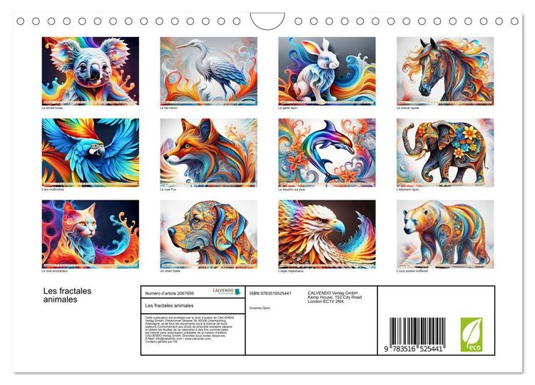 Produktbild: Les fractales animales (Calendrier mural 2026 DIN A4 vertical), CALVENDO calendrier mensuel