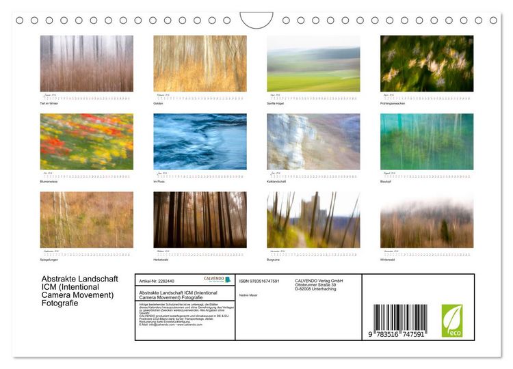 Produktbild: Abstrakte Landschaft ICM (Intentional Camera Movement) Fotografie (Wandkalender 2026 DIN A4 quer), CALVENDO Monatskalender
