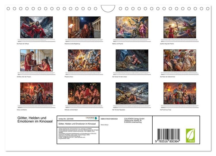 Produktbild: G&ouml;tter, Helden und Emotionen im Kinosaal (Wandkalender 2027 DIN A4 quer), CALVENDO Monatskalender