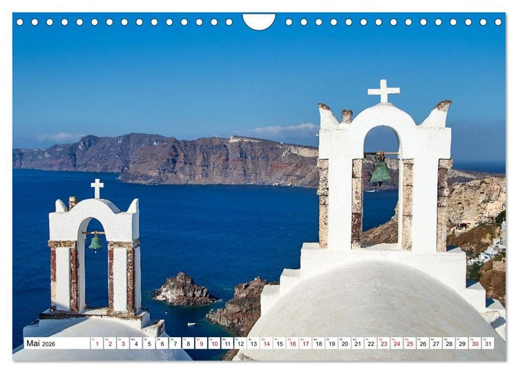Produktbild: Santorini - Strahlendes Wei&szlig; an der Caldera (Wandkalender 2026 DIN A4 quer), CALVENDO Monatskalender