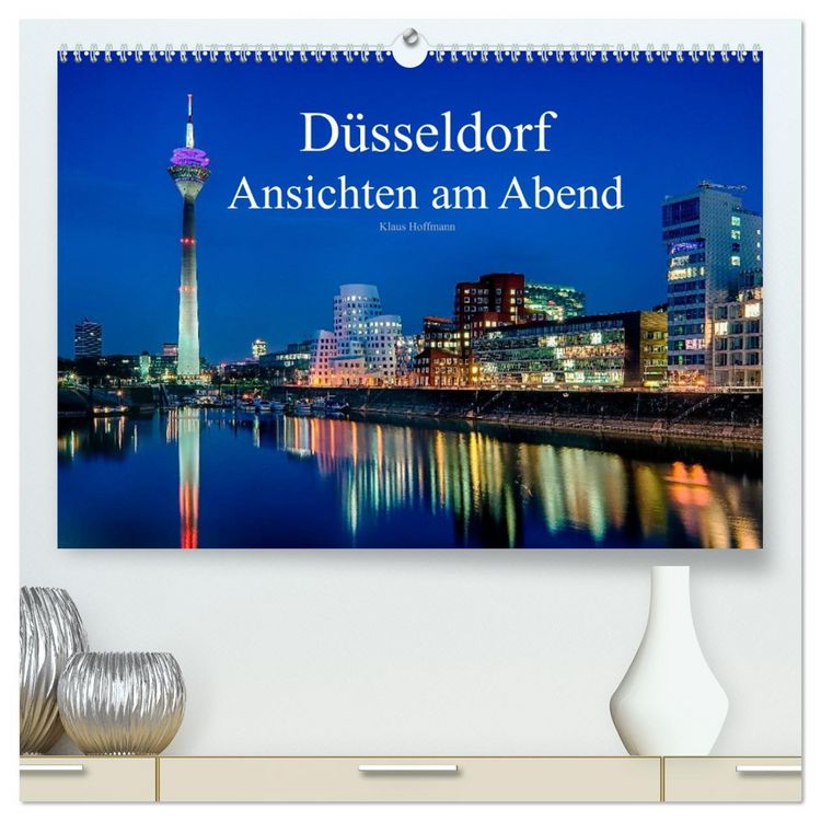 Produktbild: D&uuml;sseldorf - Ansichten am Abend (hochwertiger Premium Wandkalender 2026 DIN A2 quer), Kunstdruck in Hochglanz