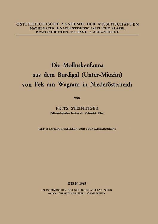 Produktbild: Die Molluskenfauna aus dem Burdigal (Unter-Mioz&auml;n) von Fels am Wagram in Nieder&ouml;sterreich