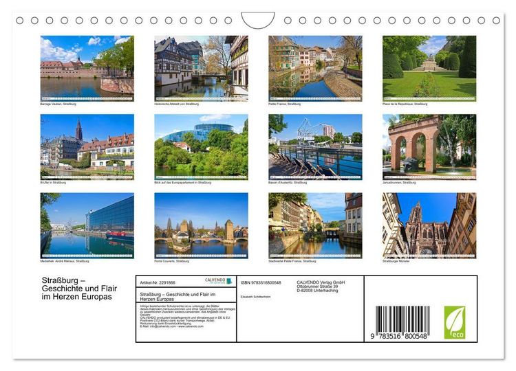 Produktbild: Stra&szlig;burg &ndash; Geschichte und Flair im Herzen Europas (Wandkalender 2027 DIN A4 quer), CALVENDO Monatskalender