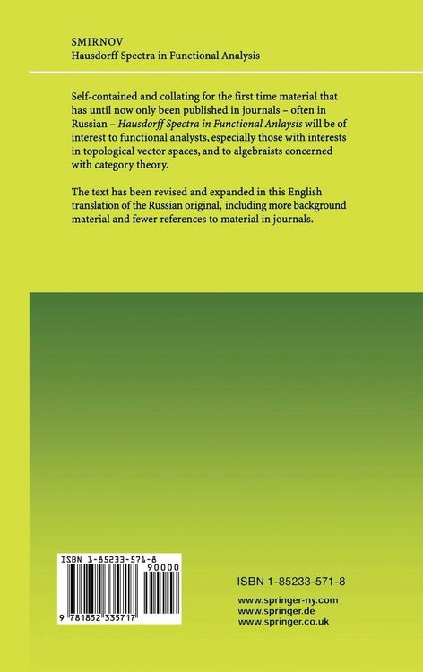 Produktbild: Hausdorff Spectra in Functional Analysis