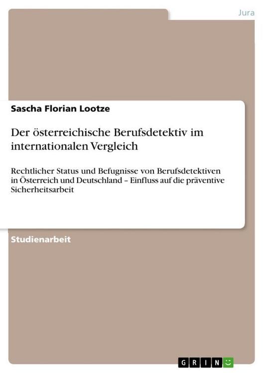 Produktbild: Der &ouml;sterreichische Berufsdetektiv im internationalen Vergleich