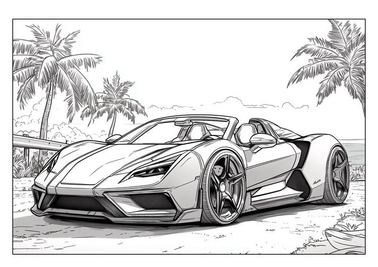 Das Große Sportwagen-Malbuch Für Grundschulkinder