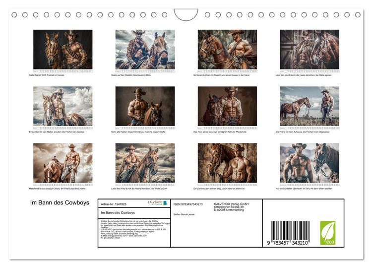 Produktbild: Im Bann des Cowboys (Wandkalender 2026 DIN A4 quer), CALVENDO Monatskalender
