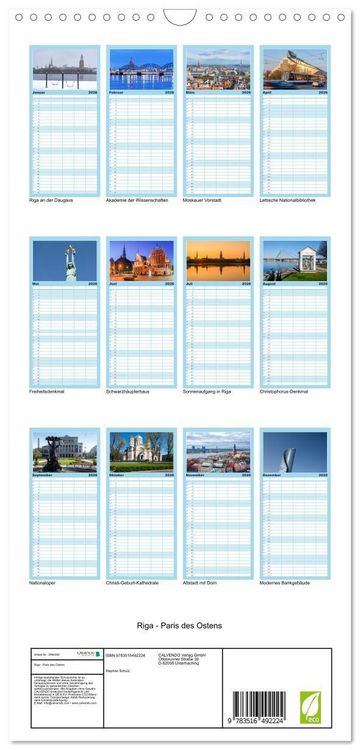 Produktbild: Familienplaner 2026 - Riga - Paris des Ostens mit 5 Spalten (Wandkalender, 21 x 45 cm) CALVENDO