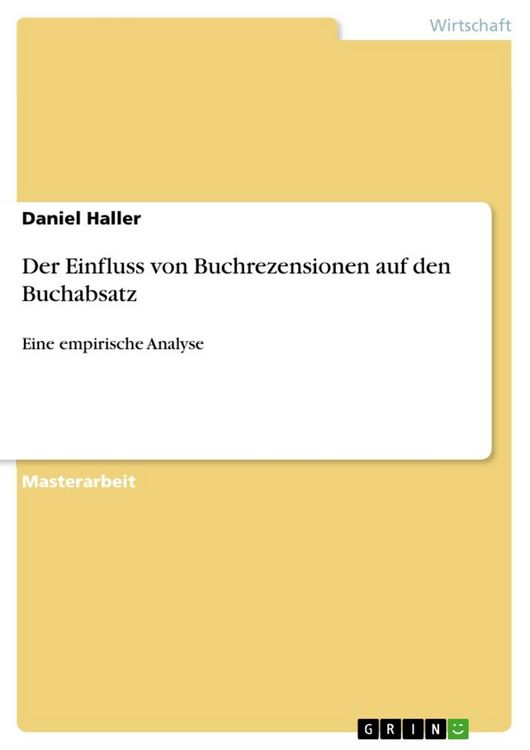 Produktbild: Der Einfluss von Buchrezensionen auf den Buchabsatz