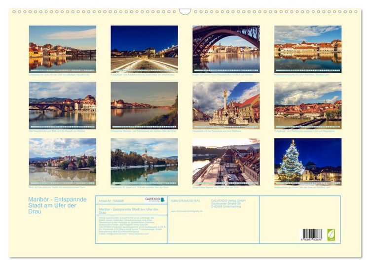 Produktbild: Maribor - Entspannde Stadt am Ufer der Drau (Wandkalender 2026 DIN A2 quer), CALVENDO Monatskalender