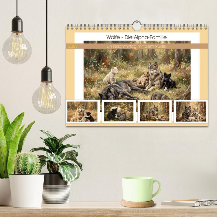Produktbild: W&ouml;lfe - Die Alpha-Familie (Wandkalender 2027 DIN A4 quer), CALVENDO Monatskalender