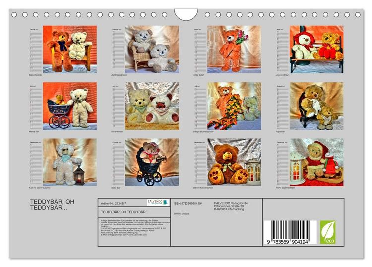 Produktbild: TEDDYB&Auml;R, OH TEDDYB&Auml;R... (Wandkalender 2027 DIN A4 quer), CALVENDO Monatskalender