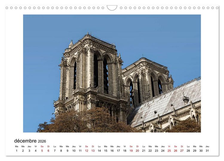 Produktbild: Notre-Dame de Paris en Cartoon (Calendrier mural 2026 DIN A3 vertical), CALVENDO calendrier mensuel