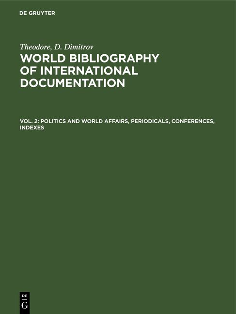 Produktbild: Politics and world affairs, periodicals, conferences, indexes