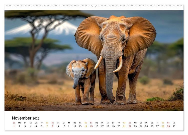 Produktbild: Elefanten - Riesen der Wildnis (Wandkalender 2026 DIN A2 quer), CALVENDO Monatskalender