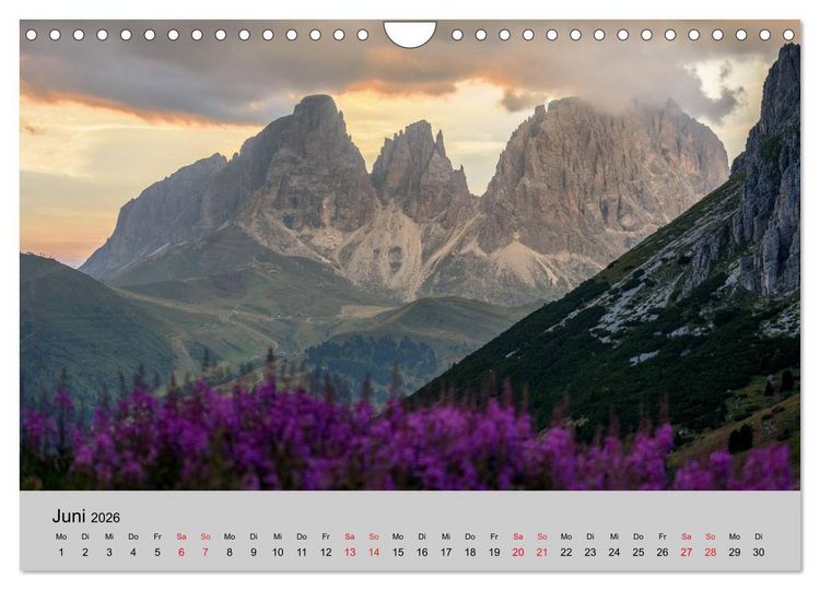 Produktbild: S&uuml;dtiroler Bergwelten - Die monti pallidi, Idylle die fast unwirklich erscheint (Wandkalender 2026 DIN A4 quer), CALVENDO Monatskalender