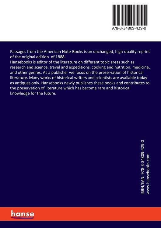 Produktbild: Passages from the American Note-Books