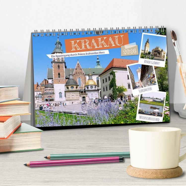 Produktbild: Krakau. Ein Spaziergang durch Polens kulturelles Herz (Tischkalender 2026 DIN A5 quer), CALVENDO Monatskalender