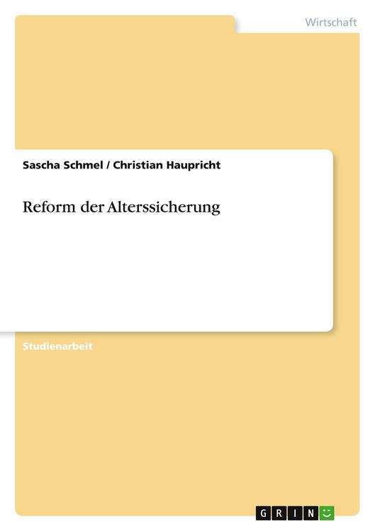 Produktbild: Reform der Alterssicherung