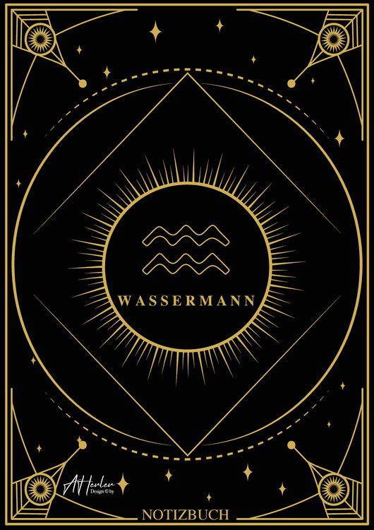 Produktbild: Edles Notizbuch Sternzeichen Wassermann | Designed by Alfred Herler