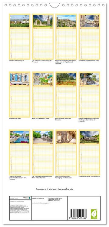 Produktbild: Familienplaner 2026 - Provence. Licht und Lebensfreude mit 5 Spalten (Wandkalender, 21 x 45 cm) CALVENDO