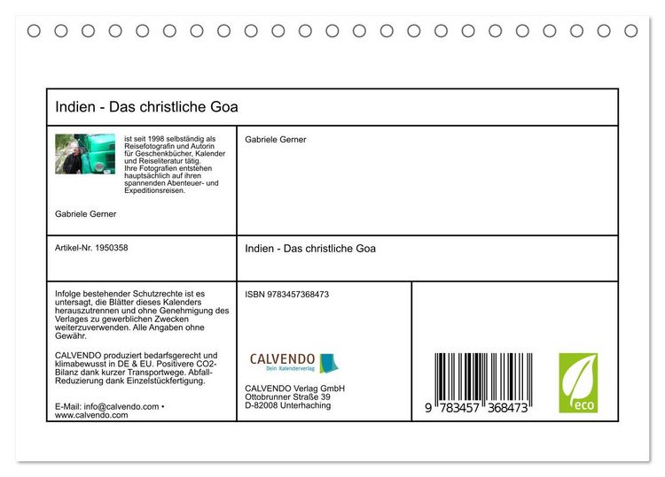 Produktbild: Indien - Das christliche Goa (Tischkalender 2026 DIN A5 quer), CALVENDO Monatskalender