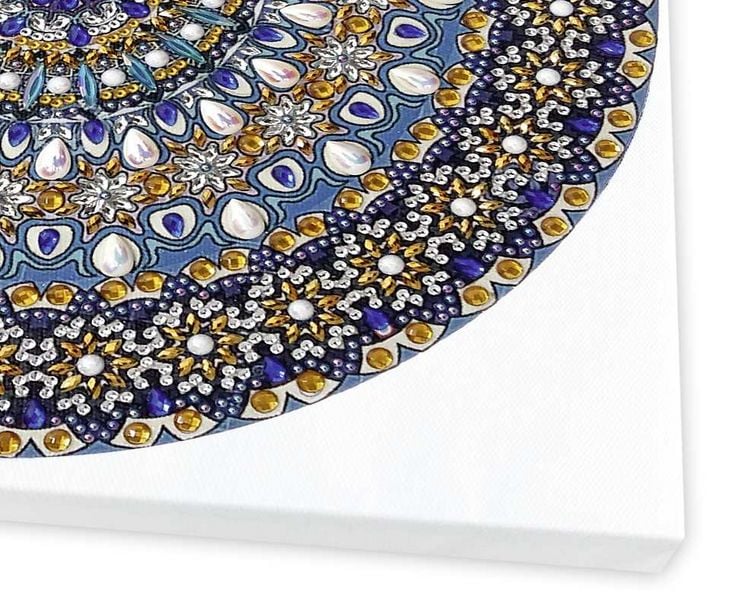 Ursus 43520005F - Diamond Painting Mandala Set 5, handwerkset met canvas en stenen in lichtblauwe, taupe en witte tinten