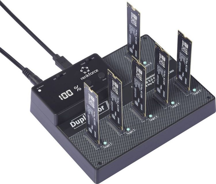 Produktbild: Renkforce RF-6BDS-350 5fach Festplatten-Kopierstation M.2 SATA 6 Gb/s, USB-C&reg;