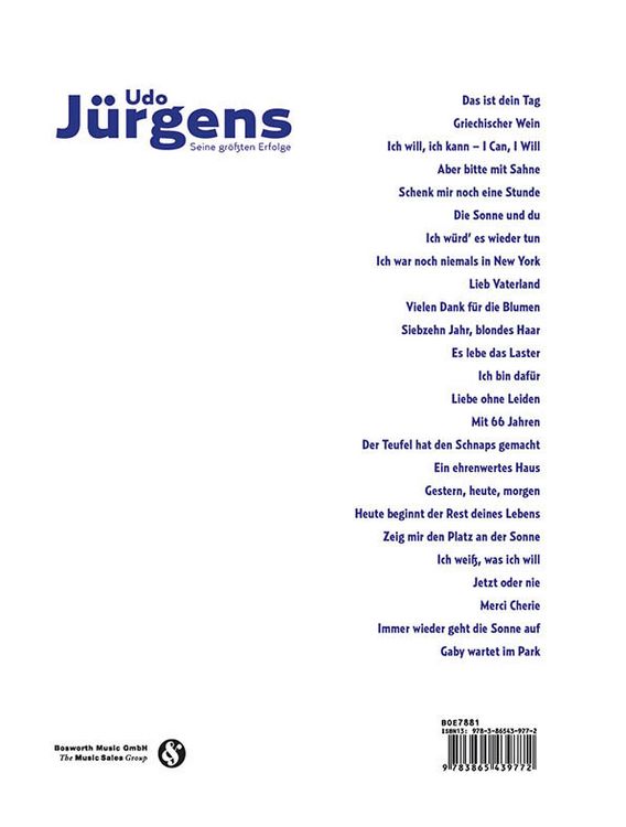 Produktbild: Udo J&uuml;rgens &ndash; Seine gr&ouml;&szlig;ten Erfolge f&uuml;r Klavier, Gesang und Gitarre