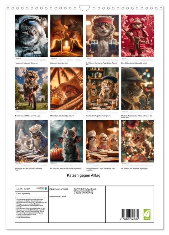 Produktbild: Katzen gegen Alltag (Wandkalender 2026 DIN A3 hoch), CALVENDO Monatskalender