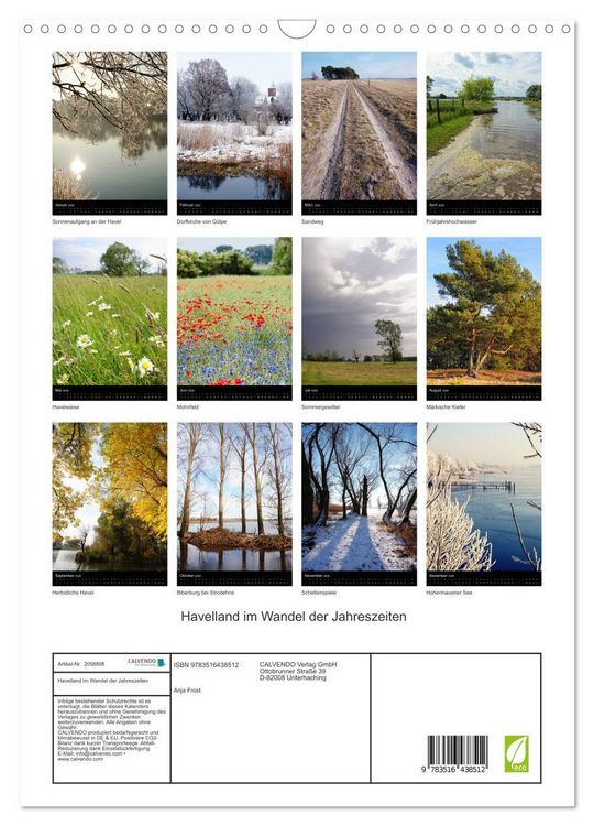 Produktbild: Havelland im Wandel der Jahreszeiten (Wandkalender 2026 DIN A3 hoch), CALVENDO Monatskalender