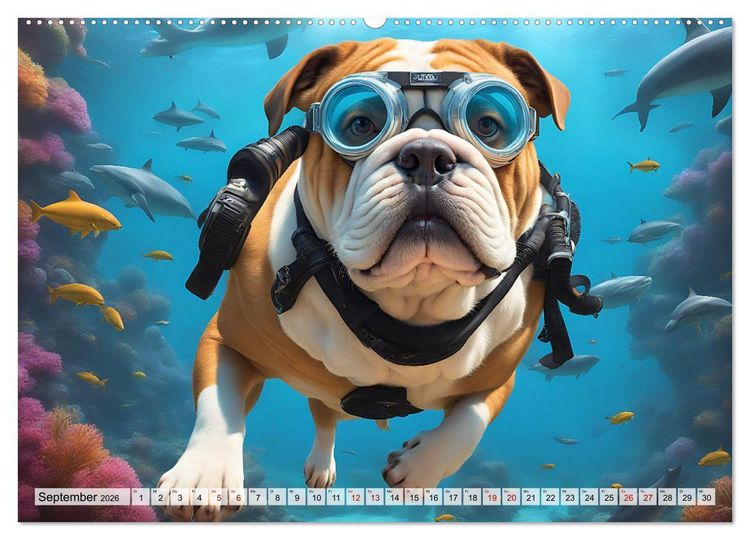 Produktbild: Hunde abgetaucht (hochwertiger Premium Wandkalender 2026 DIN A2 quer), Kunstdruck in Hochglanz