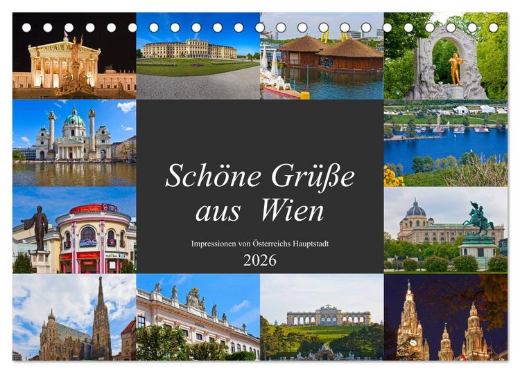 Produktbild: Sch&ouml;ne Gr&uuml;&szlig;e aus Wien (Tischkalender 2026 DIN A5 quer), CALVENDO Monatskalender