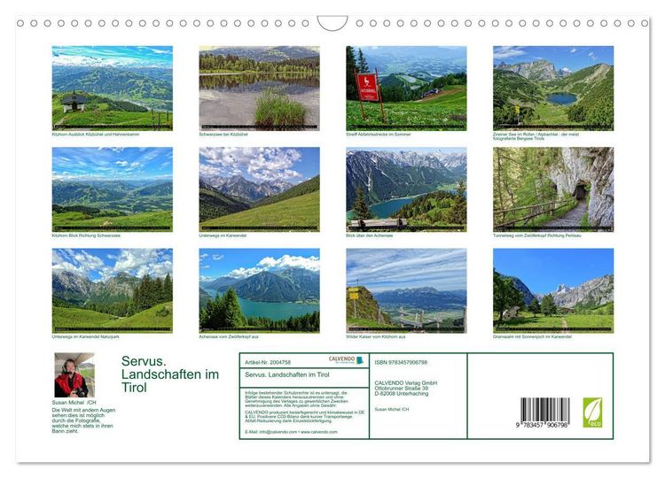 Produktbild: Servus. Landschaften im Tirol (Wandkalender 2026 DIN A3 quer), CALVENDO Monatskalender
