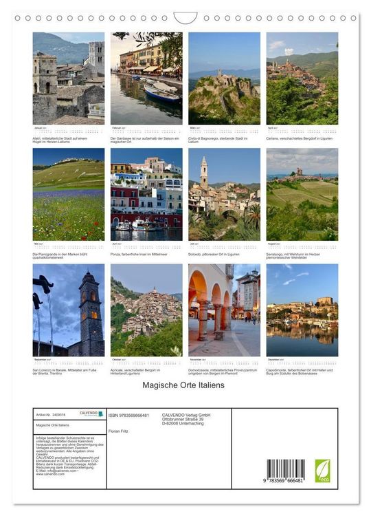 Produktbild: Magische Orte Italiens (Wandkalender 2027 DIN A3 hoch), CALVENDO Monatskalender
