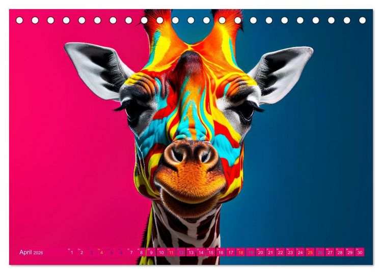 Produktbild: GIRAFFEN - Modern Art (Tischkalender 2026 DIN A5 quer), CALVENDO Monatskalender
