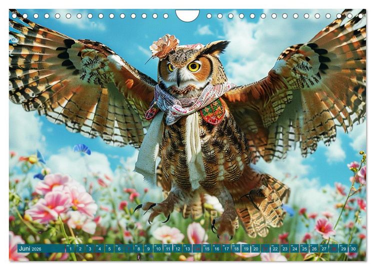 Produktbild: Eulen-Style. Noble Trendsetter (Wandkalender 2026 DIN A4 quer), CALVENDO Monatskalender