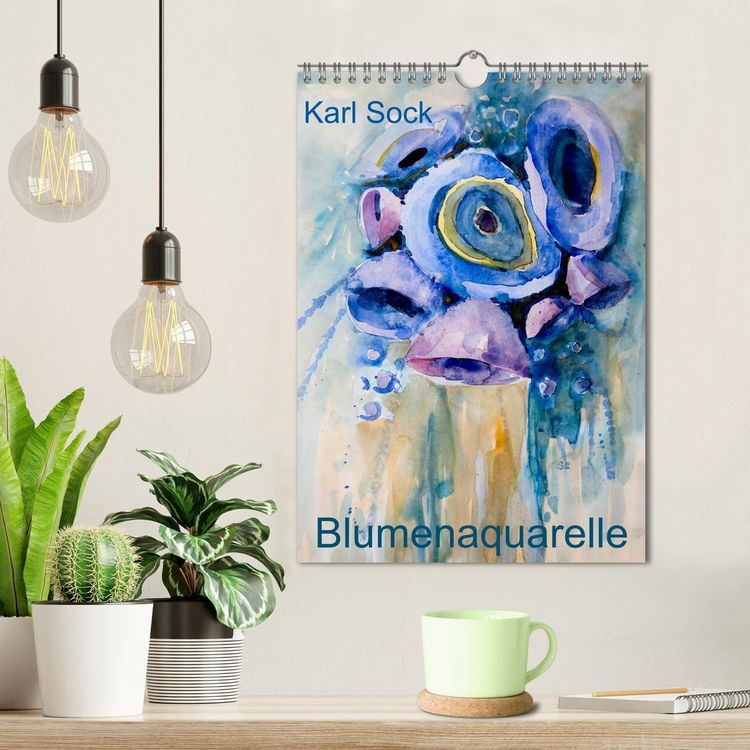 Produktbild: Karl Sock Blumenaquarelle (Wandkalender 2026 DIN A4 hoch), CALVENDO Monatskalender