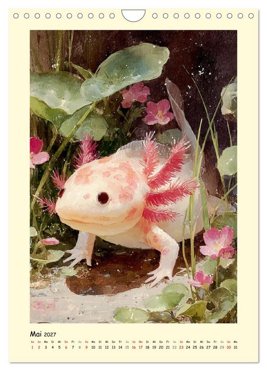 Produktbild: Axolotl im Licht. Lurche zwischen Bl&uuml;ten, Pflanzen und Fantasie (Wandkalender 2027 DIN A4 hoch), CALVENDO Monatskalender