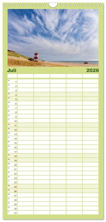 Produktbild: Familienplaner 2026 - J&uuml;tland. Zwischen Ringk&oslash;bing und Ribe mit 5 Spalten (Wandkalender, 21 x 45 cm) CALVENDO