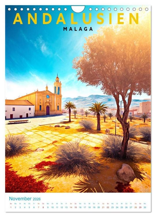 Produktbild: Andalusien - Old School Poster Style (Wandkalender 2026 DIN A4 hoch), CALVENDO Monatskalender