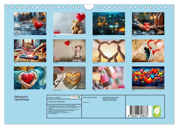 Produktbild: Sehnsucht Herzlichkeit (Wandkalender 2026 DIN A4 quer), CALVENDO Monatskalender