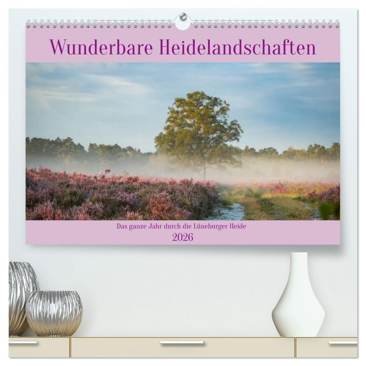 Produktbild: Wunderbare Heidelandschaften (hochwertiger Premium Wandkalender 2026 DIN A2 quer), Kunstdruck in Hochglanz