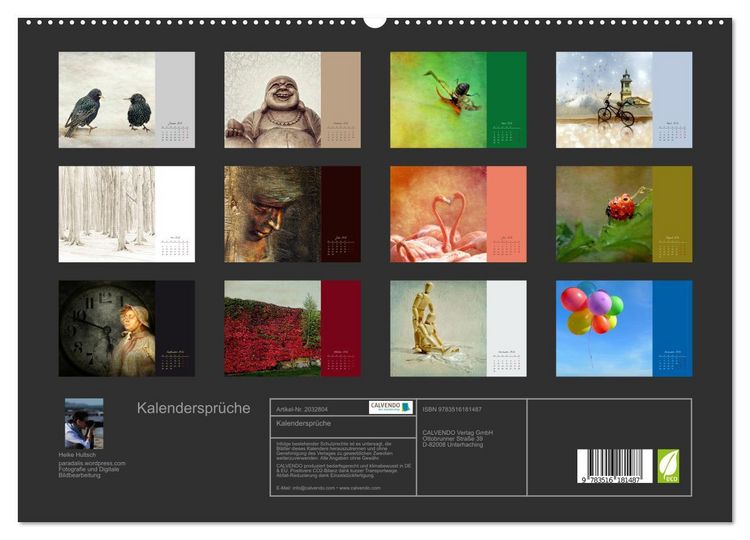 Produktbild: Kalenderspr&uuml;che (hochwertiger Premium Wandkalender 2026 DIN A2 quer), Kunstdruck in Hochglanz