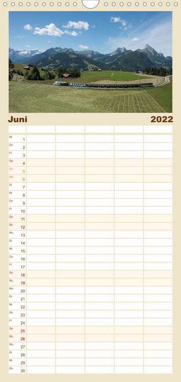 Produktbild: Schweizer Eisenbahn - Familienplaner hoch (Wandkalender 2022 , 21 cm x 45 cm, hoch)