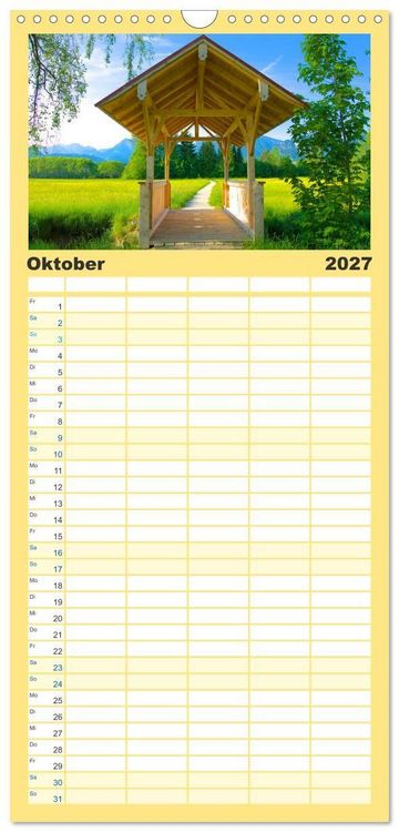 Produktbild: Familienplaner 2027 - Bayern - Idylle zwischen Allg&auml;u und Bayerischen Alpen mit 5 Spalten (Wandkalender, 21 x 45 cm) CALVENDO