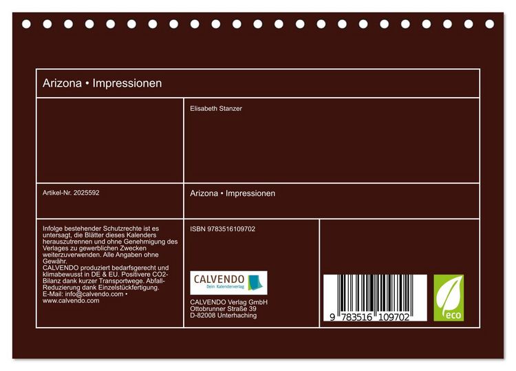 Produktbild: Arizona &bull; Impressionen (Tischkalender 2026 DIN A5 quer), CALVENDO Monatskalender