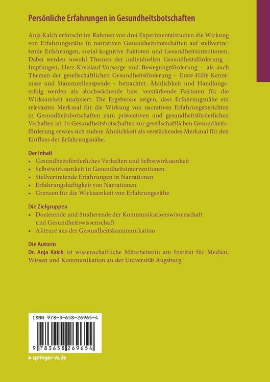 Produktbild: Pers&ouml;nliche Erfahrungen in Gesundheitsbotschaften